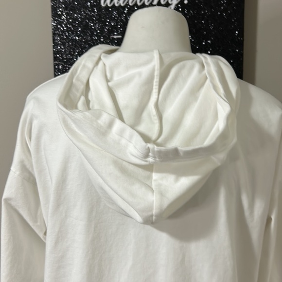EILEEN FISHER Shirt White Hooded Long Sleeve Tshirt Top High Neck Sz XS - Picture 7 of 11